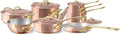 Mauviel M'Heritage 150 B 1.5mm Polished Copper & Stainless Steel 16-Piece Cookware Set With Brass Handles, Made In France