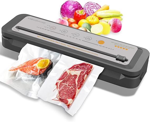 MegaWise Powerful and Compact Vacuum Sealer Machine (Silver Grey)