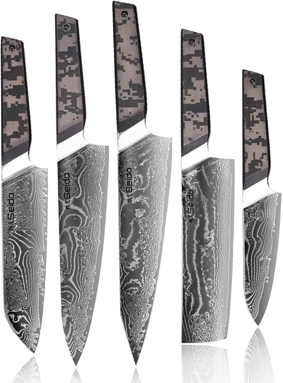 Meisai Damascus Chef Knife Set