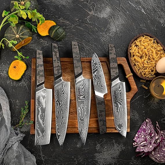Meisai Damascus Chef Knife Set