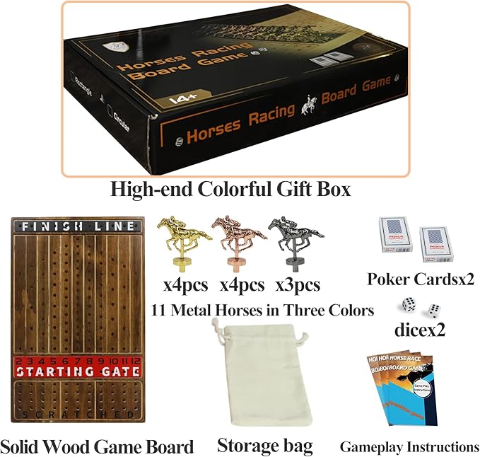 Metal Horse Racing Board Game Card Board Game Finish Line Luxury Edition