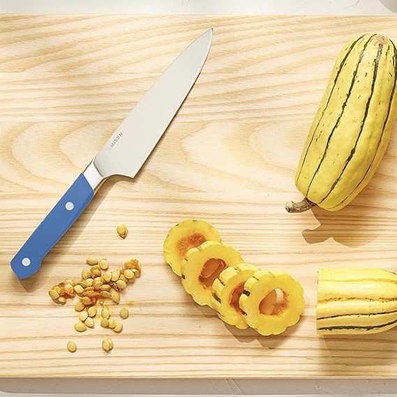 Misen Short Chef Knife - 6.8 Inch Professional Kitchen Knife - High Carbon Stainless Steel Ultra Sharp Chef's Knife, Blue