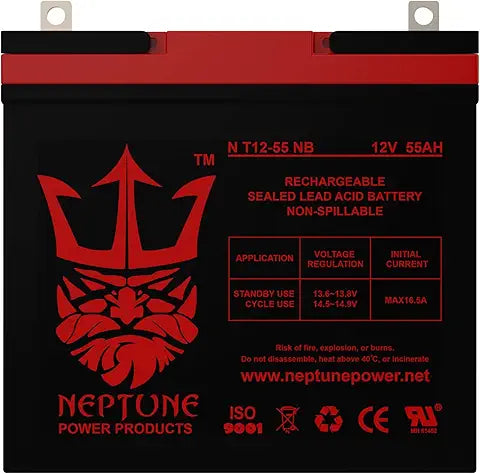 Neptune 12V 55Ah Battery For Minn Kota Endura Trolling Motor. Neptune Power Products. Black.