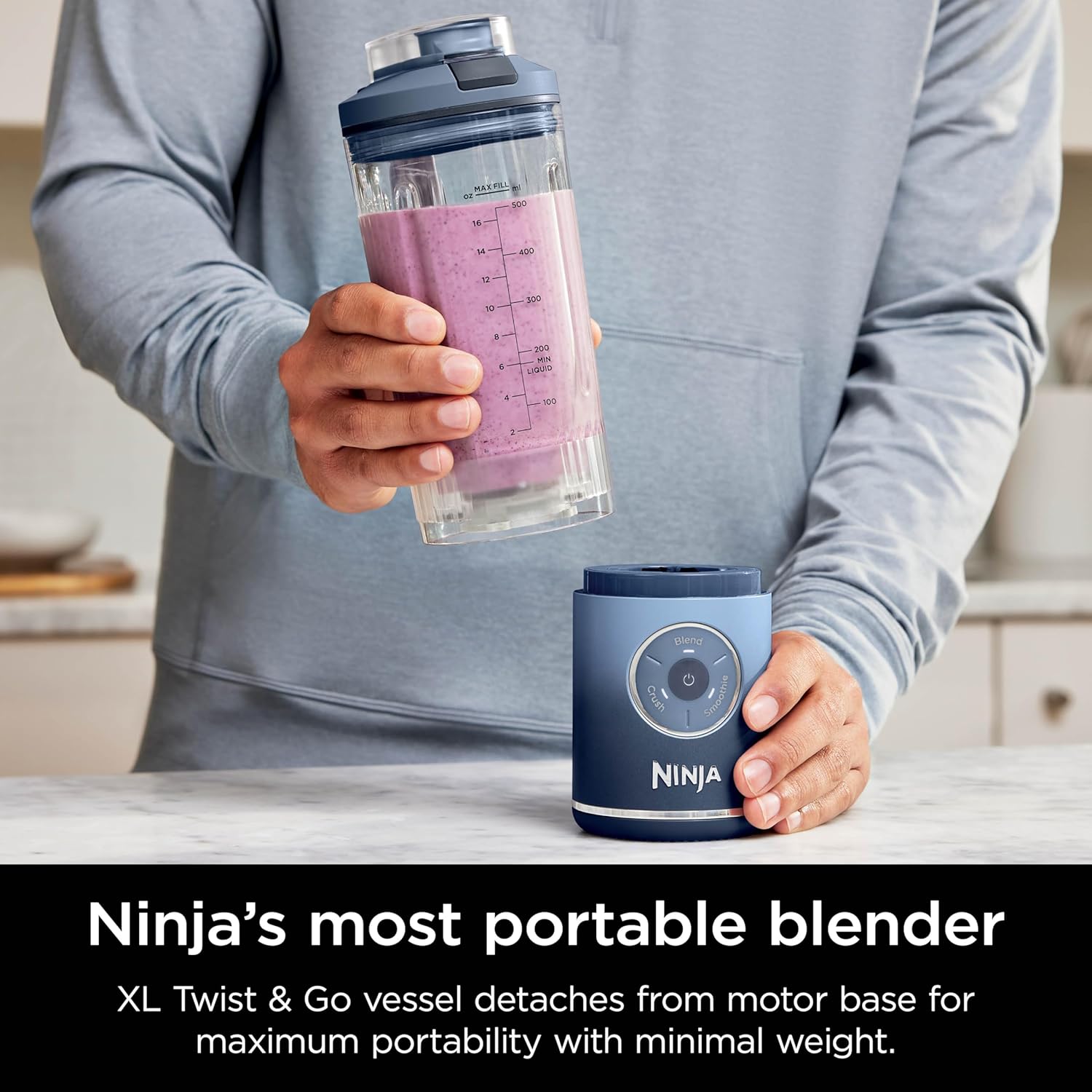 Ninja Blast Max, Portable Blender + Twist & Go, Personal Blender, Ninja Blender, Smoothie, Blend, Ice Crush, 3 Programs, Cordless, 22 oz removable...