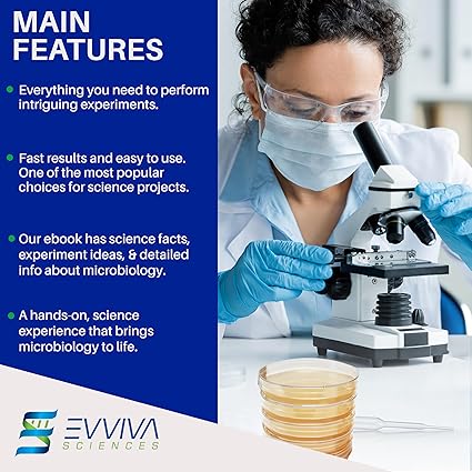 Evviva Sciences Nutrient Agar Petri Dishes Science Project Kit, Pre-Poured Agar Plates for Science Experiments, with Experiment eBook