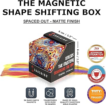 SHASHIBO Shape Shifting Box - Award-Winning, Patented Fidget Cube w/ 36 Rare Earth Magnets - Transforms Into Over 70 Shapes, Download Fun in Motion Toys Mobile App (Original Series - Spaced Out)