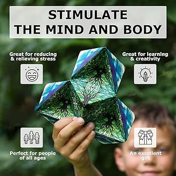 SHASHIBO Shape Shifting Box - Award-Winning, Patented Fidget Cube w/ 36 Rare Earth Magnets - Transforms Into Over 70 Shapes, Download Fun in Motion Toys Mobile App (Original Series - Spaced Out)