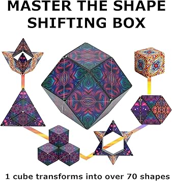 SHASHIBO Shape Shifting Box - Award-Winning, Patented Fidget Cube w/ 36 Rare Earth Magnets - Transforms Into Over 70 Shapes, Download Fun in Motion Toys Mobile App (Original Series - Spaced Out)