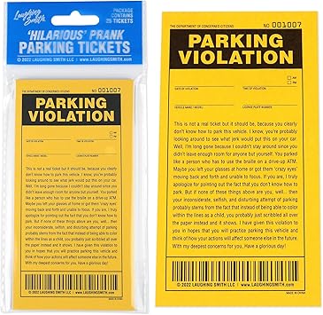 Laughing Smith Prank Parking Tickets - Funny Fake Parking Tickets - Hilarious Gag Gifts - Novelty Parking Enforcement