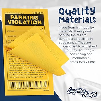 Laughing Smith Prank Parking Tickets - Funny Fake Parking Tickets - Hilarious Gag Gifts - Novelty Parking Enforcement