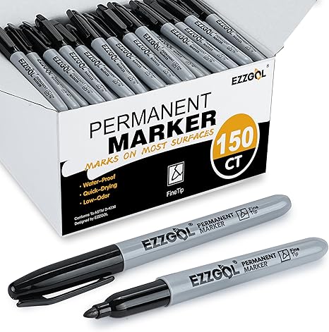 Permanent Markers Bulk, 150 Pack Fine Tip Black