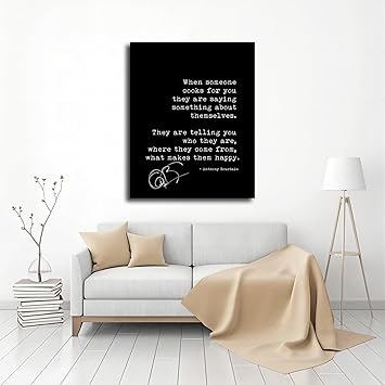 Anthony Bourdain Quotes Poster Canvas Painting Print Wall Art Modern Classroom Kitchen Man and Woman Gift Framed and No Framed (24x36inch-Framed)