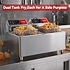 CROSSON ETL Listed 30Lbs Dual Tank Electric Commercial Deep Fryer with Solid Basket,Lid and Height Adjustable Legs for Restaurant Use,8L×2 Commercial Countertop Deep Fryer-120V/3600W(30Amps)