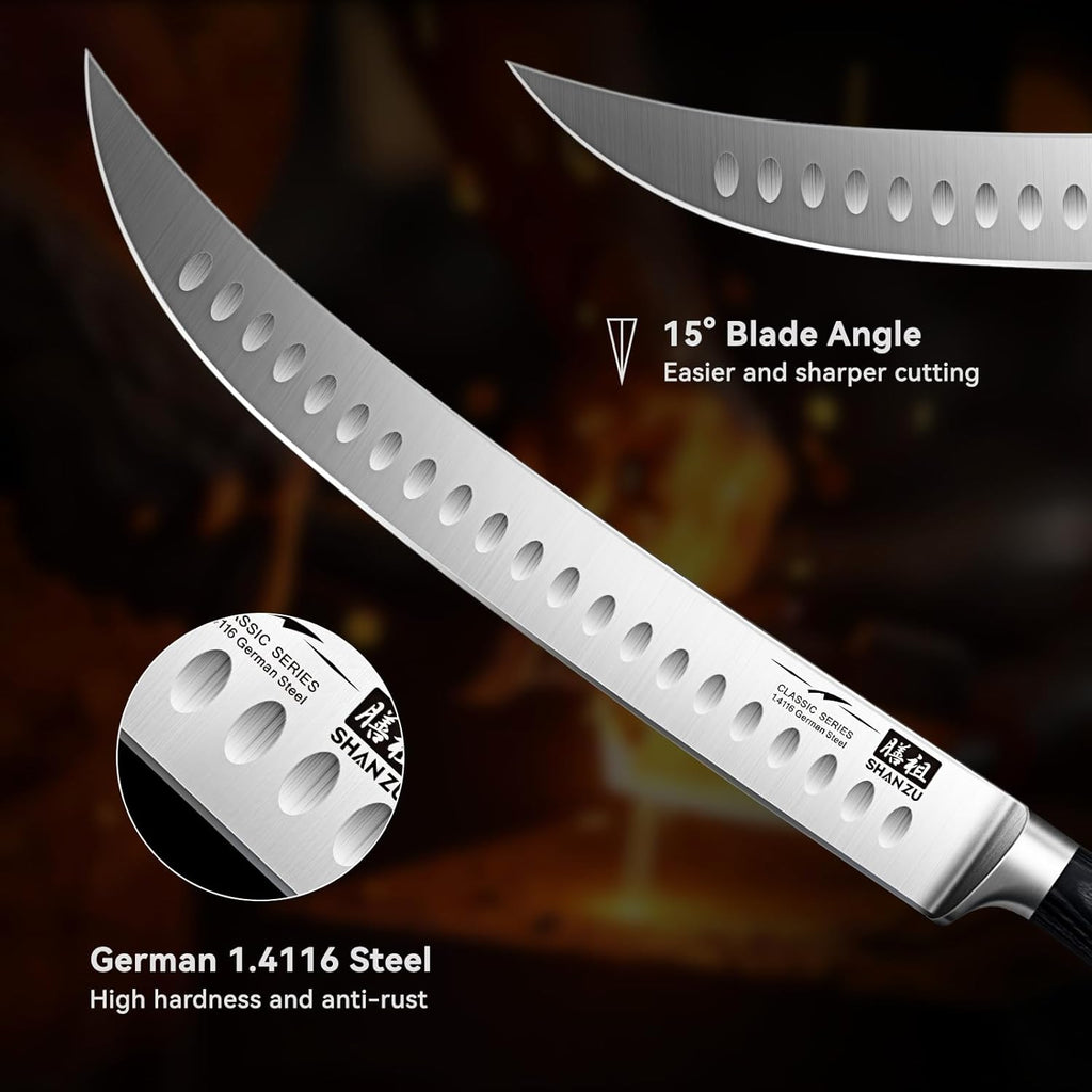 SHAN ZU Classic Carving Slicing Knife, Professional Brisket Knife 12 Inch German 1.4116 Stainless Steel