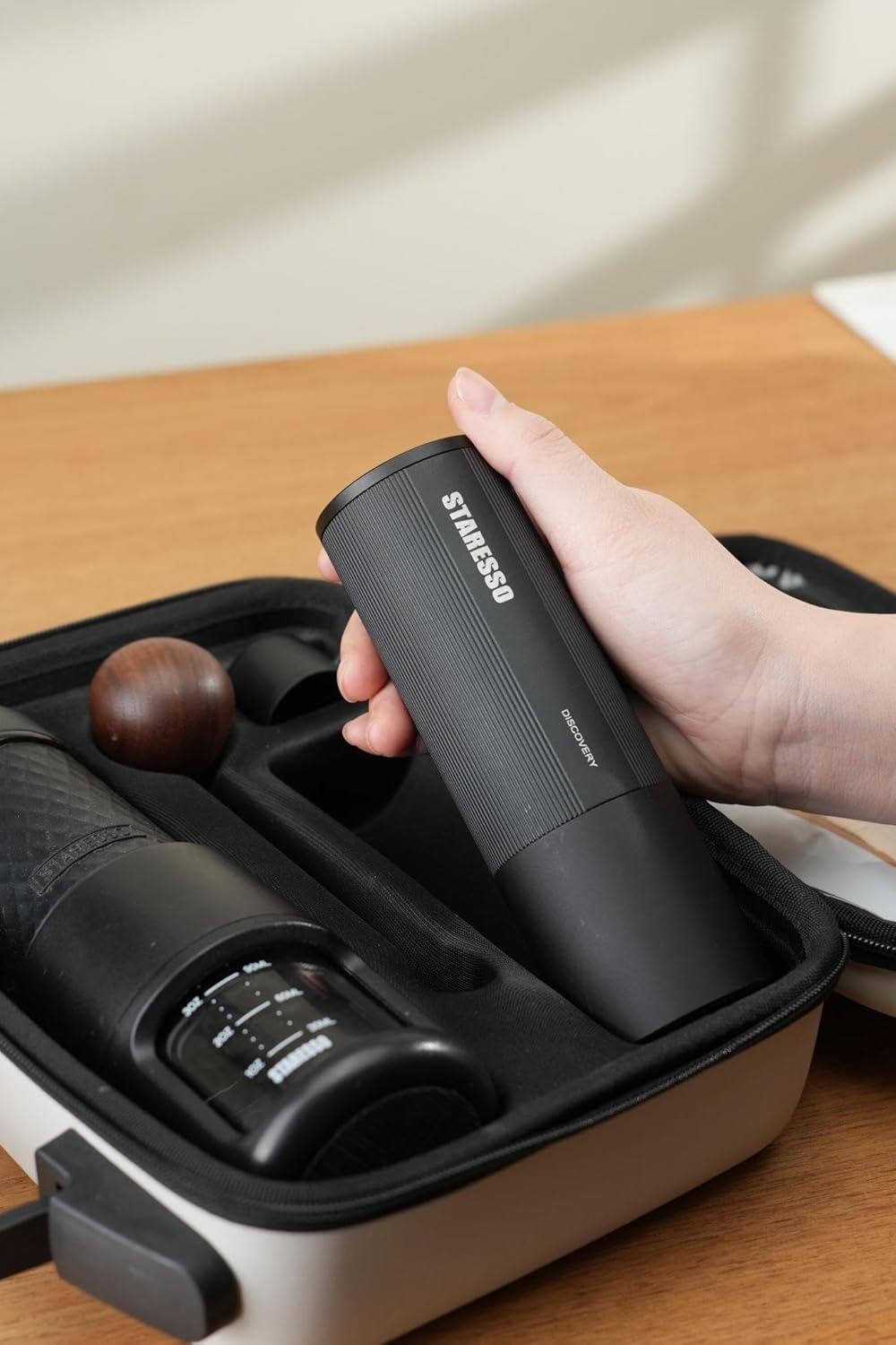 STARESSO Portable Espresso Maker + Coffee Bean Grinder Set with Carrying Bag, Manual Travel Coffee Maker & Burr Coffee Grinder, Waterproof Easy-Carry,...