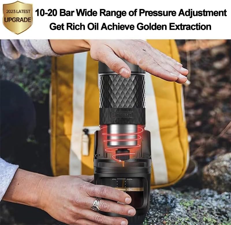 STARESSO Portable Espresso Maker + Coffee Bean Grinder Set with Carrying Bag, Manual Travel Coffee Maker & Burr Coffee Grinder, Waterproof Easy-Carry,...