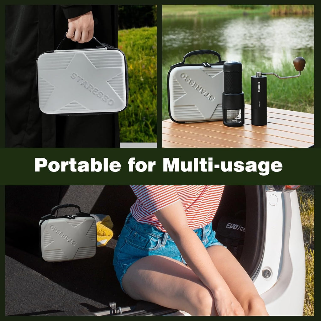 STARESSO Portable Espresso Maker + Coffee Bean Grinder Set with Carrying Bag, Manual Travel Coffee Maker & Burr Coffee Grinder, Waterproof Easy-Carry,...