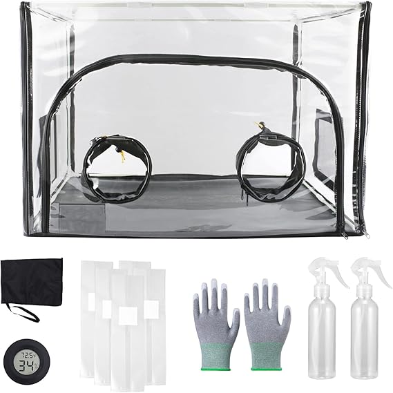 A Cover Large Still Air Box Mushroom, Mushroom Grow Bag Kit Mycology Fume Hood Propagation Stations Grow Kit Mono tub Kit Mushroom Planting Bag Tent for...