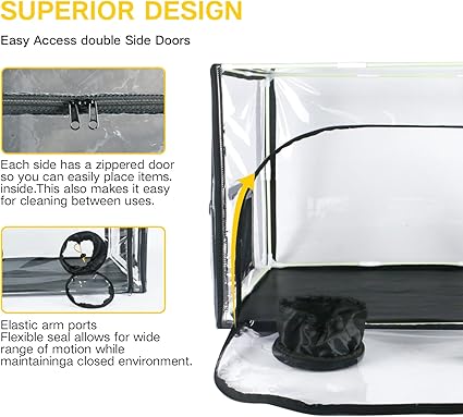 A Cover Large Still Air Box Mushroom, Mushroom Grow Bag Kit Mycology Fume Hood Propagation Stations Grow Kit Mono tub Kit Mushroom Planting Bag Tent for...