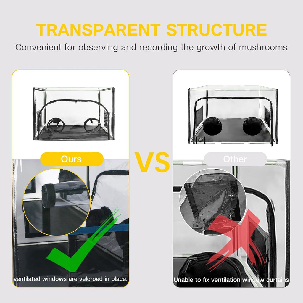 A Cover Large Still Air Box Mushroom, Mushroom Grow Bag Kit Mycology Fume Hood Propagation Stations Grow Kit Mono tub Kit Mushroom Planting Bag Tent for...
