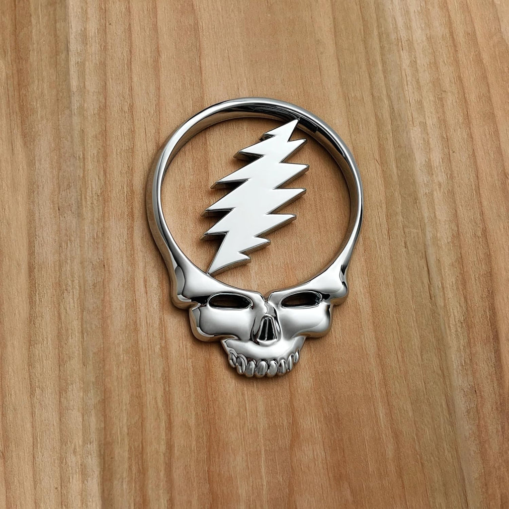 The Steal Your Face Car Badge Emblem in Chrome