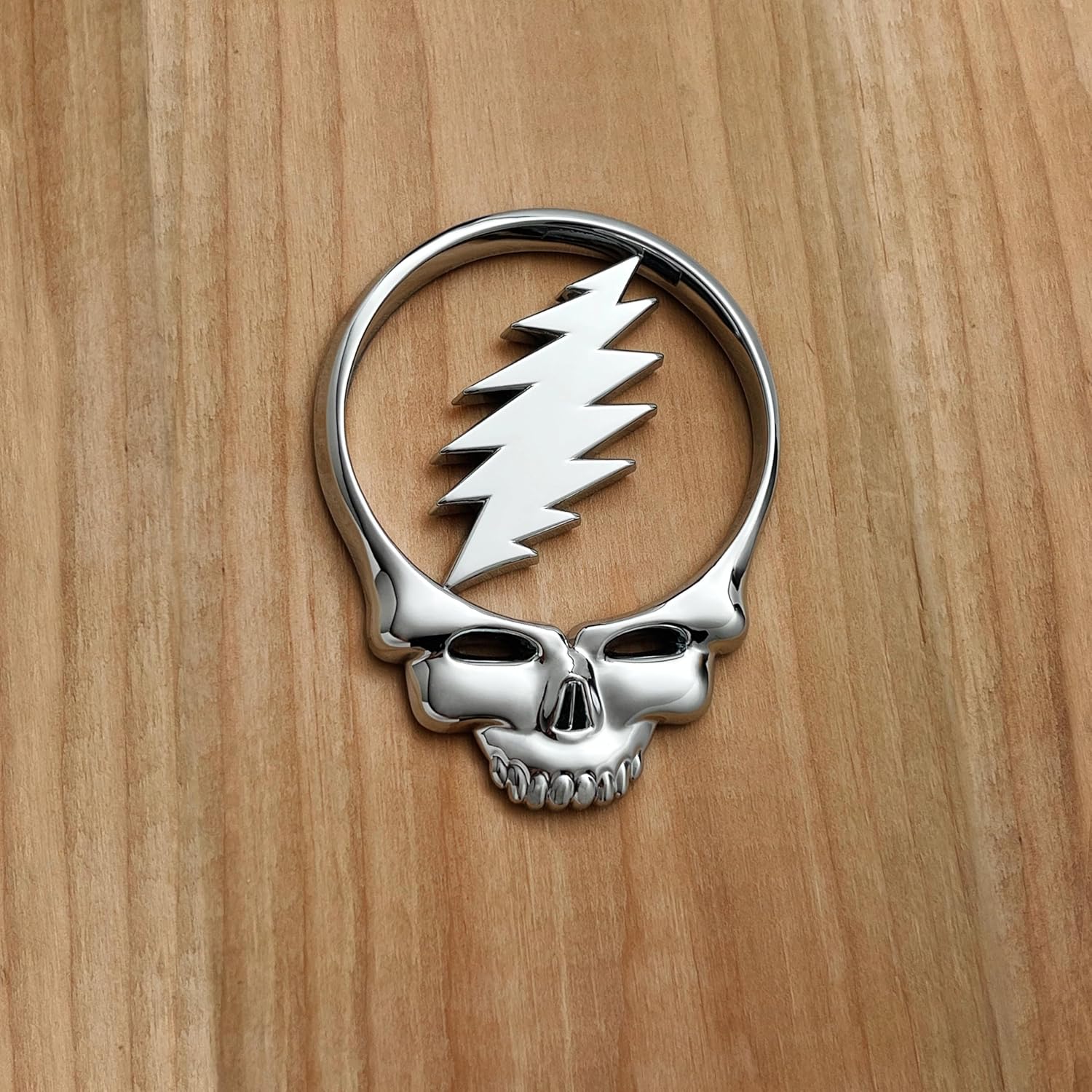 The Steal Your Face Car Badge Emblem in Chrome