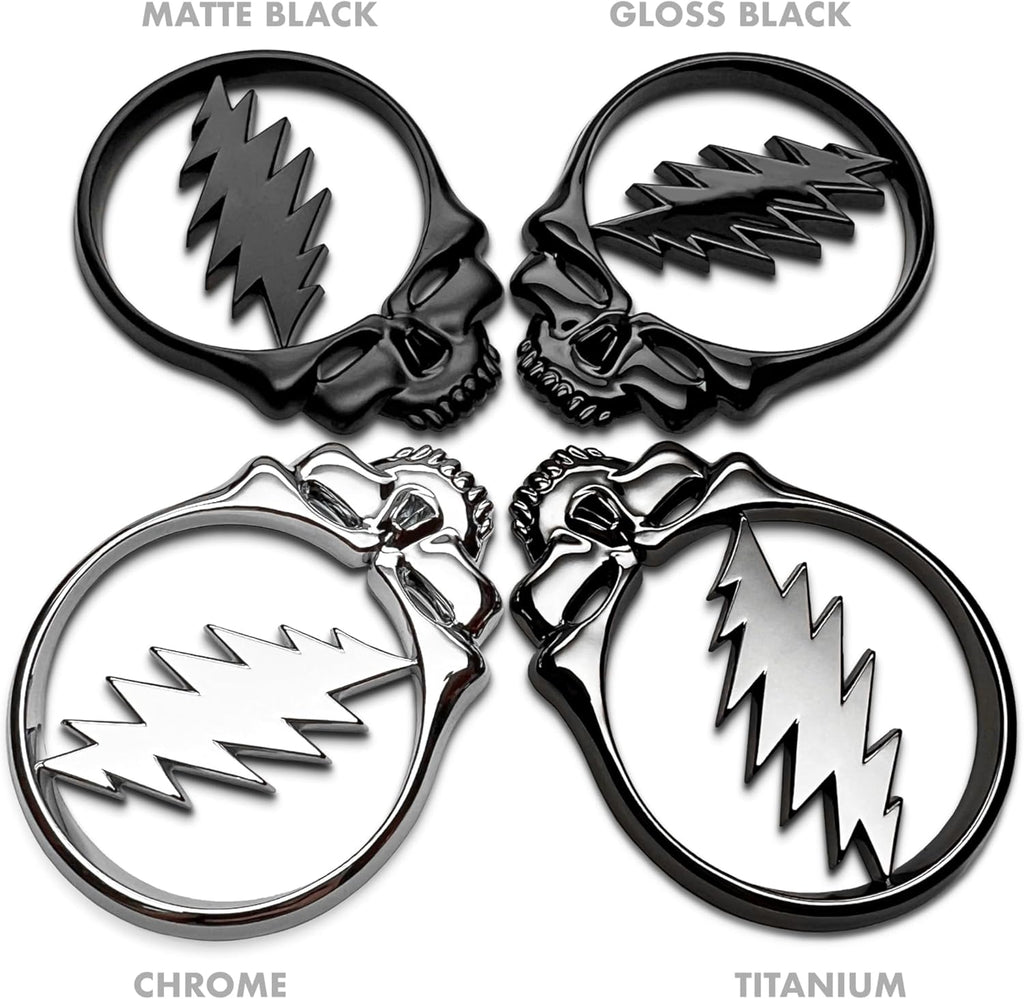 The Steal Your Face Car Badge Emblem in Chrome