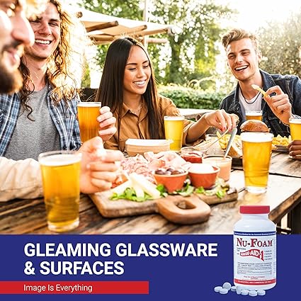 Sanitizing Tablets for Bar Glassware – Superior Rinse Aid - Hand Washing Bar, Tavern, Brewery Supplies - Spotless Serving Glasses - Professional-Grade Glass Sanitation - 100 Tablets/600 Quarts