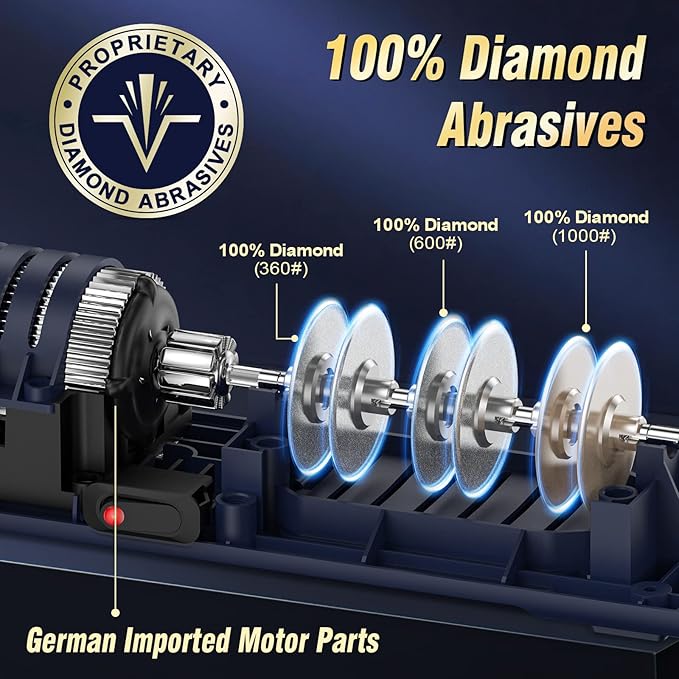 Professional Electric Knife Sharpener with 100% Diamond Abrasives and Precision Angle Guides for Kitchen Straight Edge&Ceramic Knife Work Sharp, 3-stage Champagne Gold, afilador de cuchillos