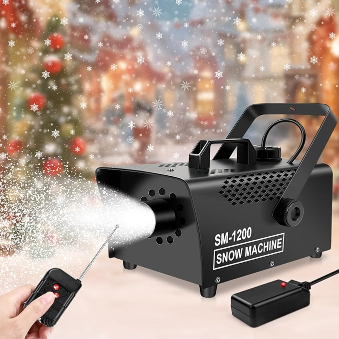 Snow Machine, 1200W Wireless Remote Control Snow Maker Machine