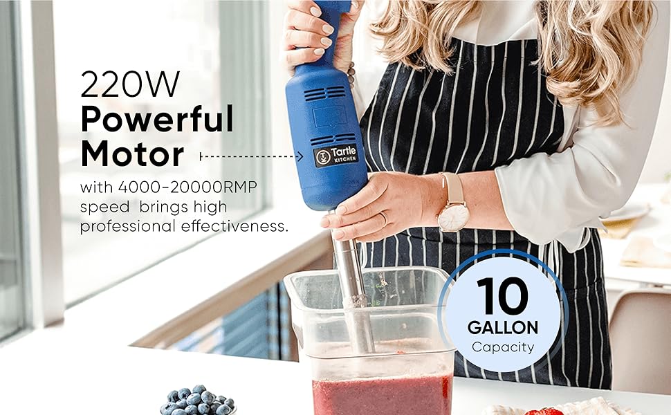 VONCI 500W Commercial Immersion Blender, 16" SUS 304 Removable Shaft, Heavy Duty Power Hand Mixer with Variable Speed 6000-20000RPM, Professional Electric Stick Blender for Restaurant Kitchen Use.