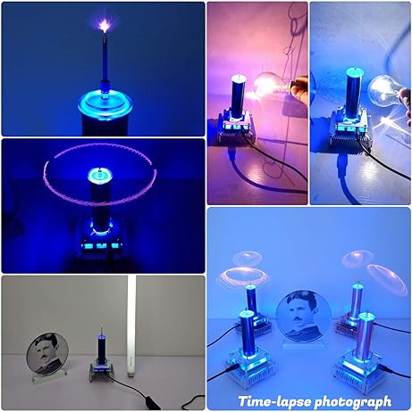 Joytech Music Tesla Coil Acrylic Base Shell Arc Plasma Loudspeaker Wireless...