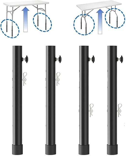 Folding Table risers for Folding Tables Straight/Bent Leg, Dural Folding Table Leg Extensions 4 Levels/Heights Table Leg Extenders-All for Treating Your Back Pain(4-Pack)