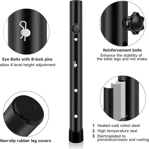 Folding Table risers for Folding Tables Straight/Bent Leg, Dural Folding Table Leg Extensions 4 Levels/Heights Table Leg Extenders-All for Treating Your Back Pain(4-Pack)