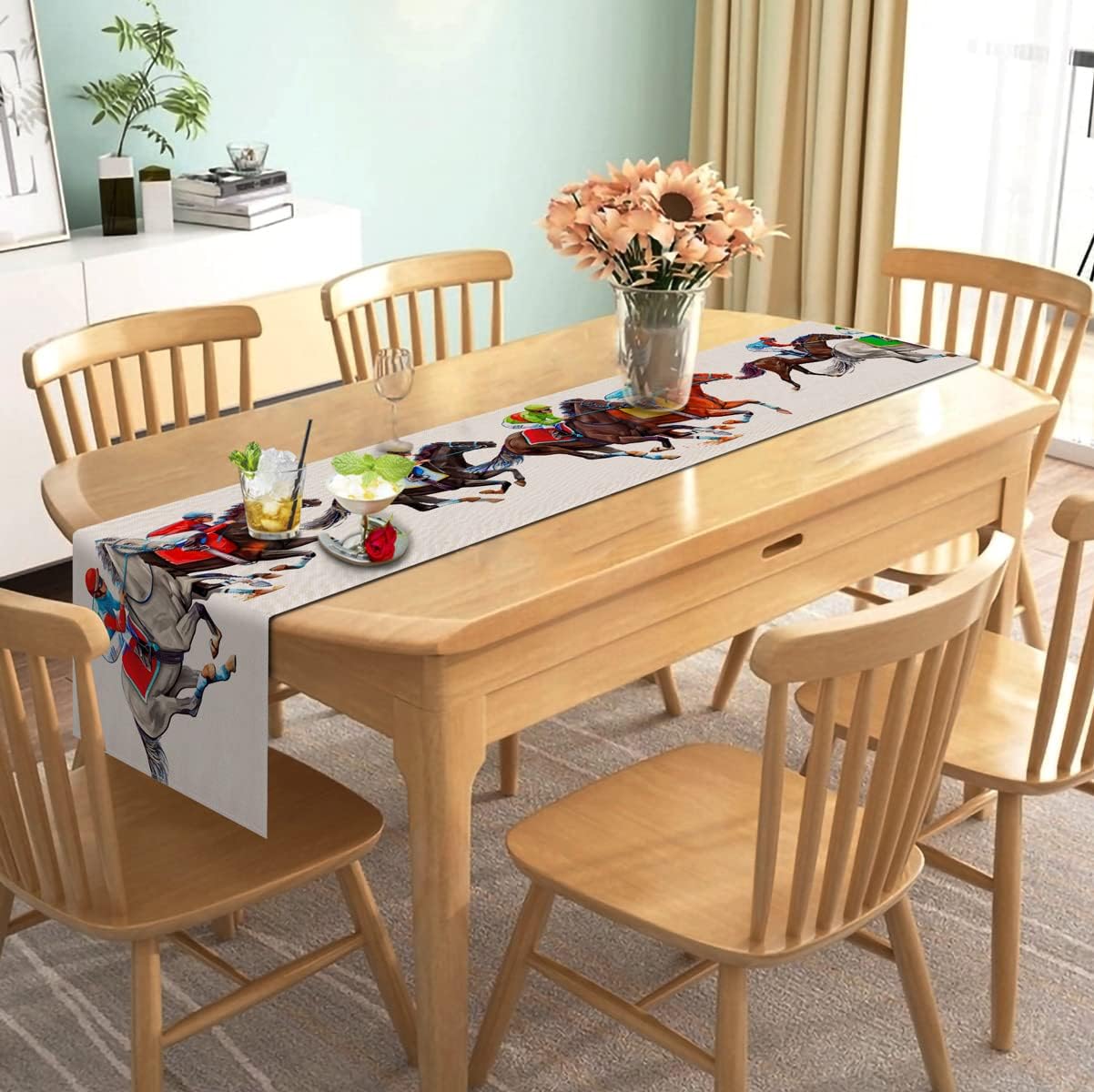 Kentucky Derby Decorations Plastic Kentucky Derby Tablecloth Run for The Roses Horse Racing Party Decoration Horse Table Cloth Kentucky Derby TableCloth for Dining Room Kitchen Indoor Outdoor Decor