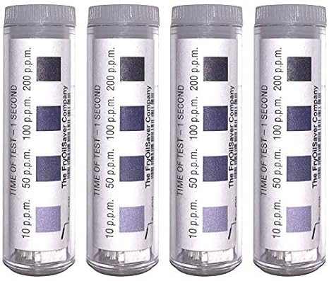Chlorine Test Strips for Restaurants & Food Service, Precise Bleach Test Strips, 4 x Vial of 100 Sanitizer Test Strips, 0-200 ppm Test Strips for Sanitizing Solution by FryOilSaver Co. FMP 142-1362