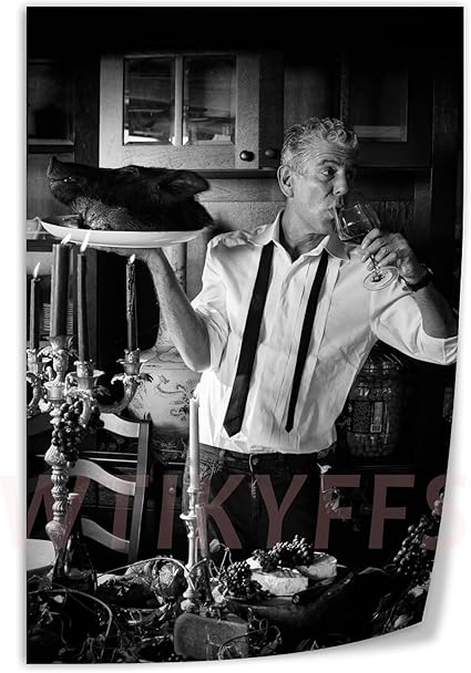 WSDYFFS Chef Anthony Bourdain Black And White Vintage Art Poster Canvas Poster Wall Art Decor Print Picture Paintings for Living Room Bedroom Decoration Unframe-style-1 16x24inch(40x60cm)