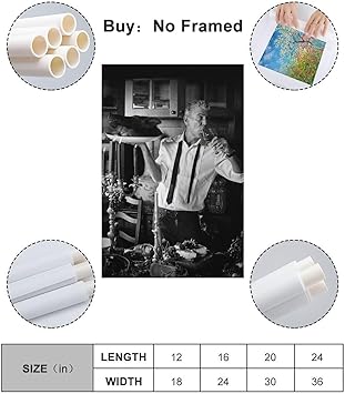 WSDYFFS Chef Anthony Bourdain Black And White Vintage Art Poster Canvas Poster Wall Art Decor Print Picture Paintings for Living Room Bedroom Decoration Unframe-style-1 16x24inch(40x60cm)