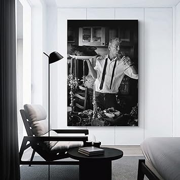 WSDYFFS Chef Anthony Bourdain Black And White Vintage Art Poster Canvas Poster Wall Art Decor Print Picture Paintings for Living Room Bedroom Decoration Unframe-style-1 16x24inch(40x60cm)