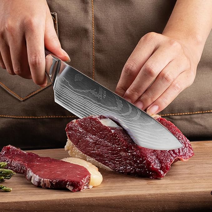 The Cooking Guild x MenWithThePot Professional Cleaver Knife - 7.4" Butcher Knife Made of German Stainless Steel - Rust-Resistant Chopping Knife Heavy Duty Meat Cleaver Designed to Last a Lifetime