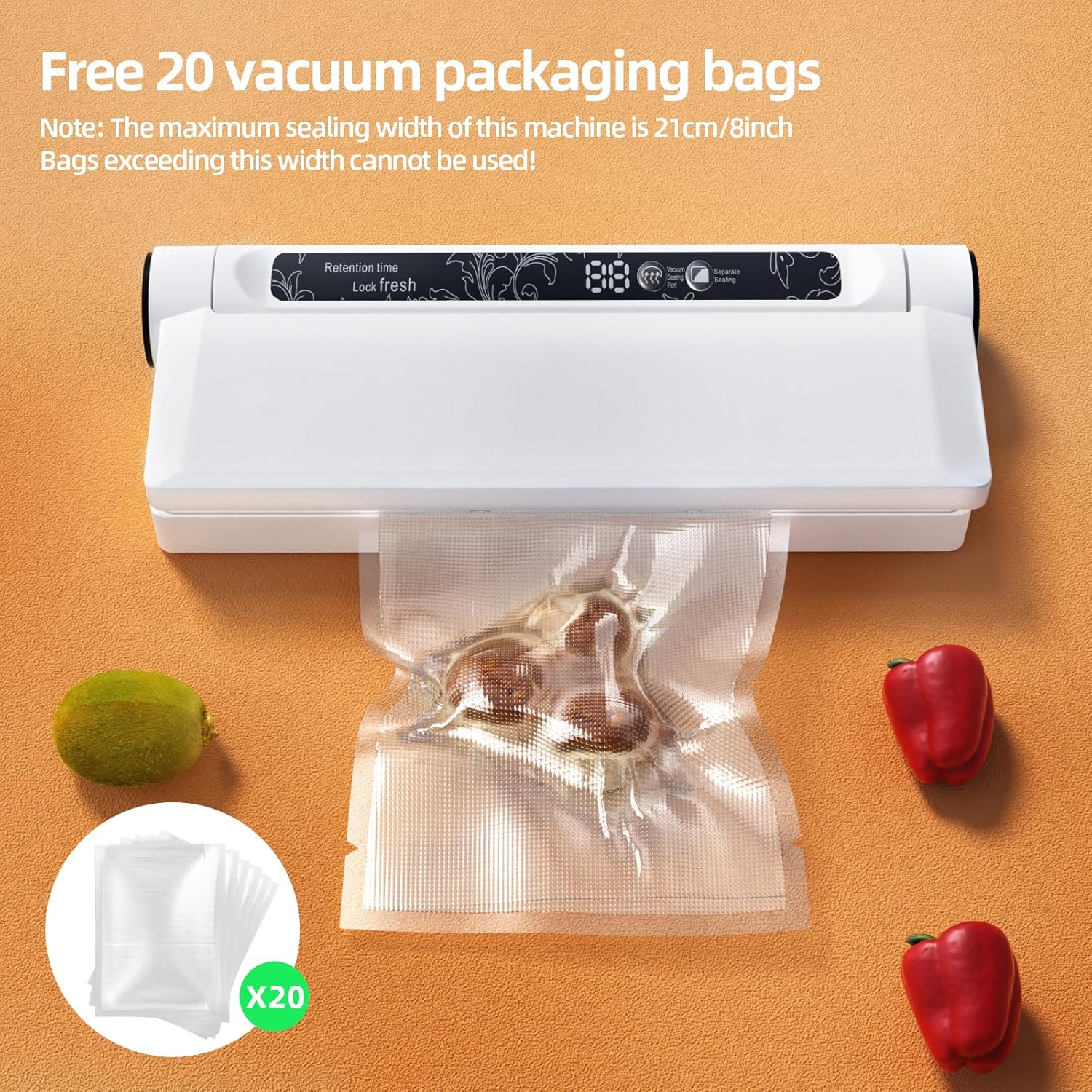 Vacuum Sealer, Vacuum Sealer Machine with 20 Food Preservation Bags