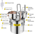 VEVOR Alcohol Still, 5Gal / 19L Alcohol Distiller with Thumper Keg, Distillery Kit for Alcohol with Copper Tube, Build-in Thermometer & Water Pump for Wine Whisky Brandy