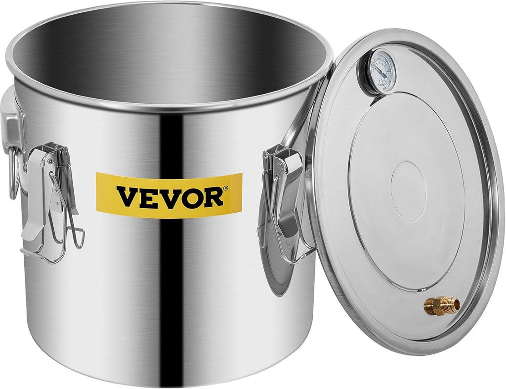 VEVOR Alcohol Still, 5Gal / 19L Alcohol Distiller with Thumper Keg, Distillery Kit for Alcohol with Copper Tube, Build-in Thermometer & Water Pump for Wine Whisky Brandy