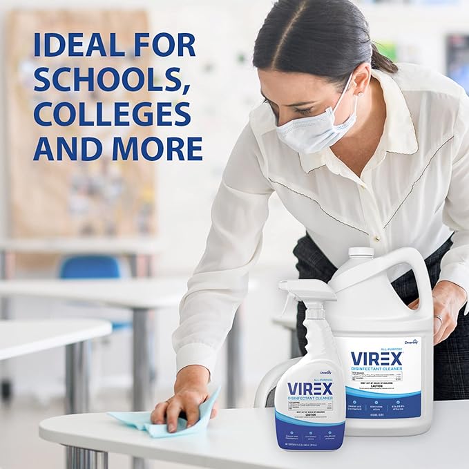 VIREX Diversey CBD540540 All Purpose Disinfectant Cleaner- Kills 99.9% of Germs and Eliminates Odors, Lemon Scent, Ready-to-Use Spray, 32-Ounce (Pack of 4)