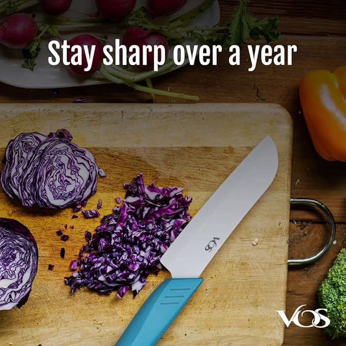 Vos Ceramic Knife Set, Ceramic Knives Set For Kitchen, Ceramic Kitchen Knives With Covers, Ceramic Paring Knife 4", 5", 6" Inch Red