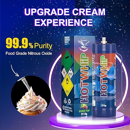 Cream Chargers 2x2112g 3.3L Bomb Pop Flavor 99.99% Purity Whip Cream Cartridge With Nozzle(2,2112g)