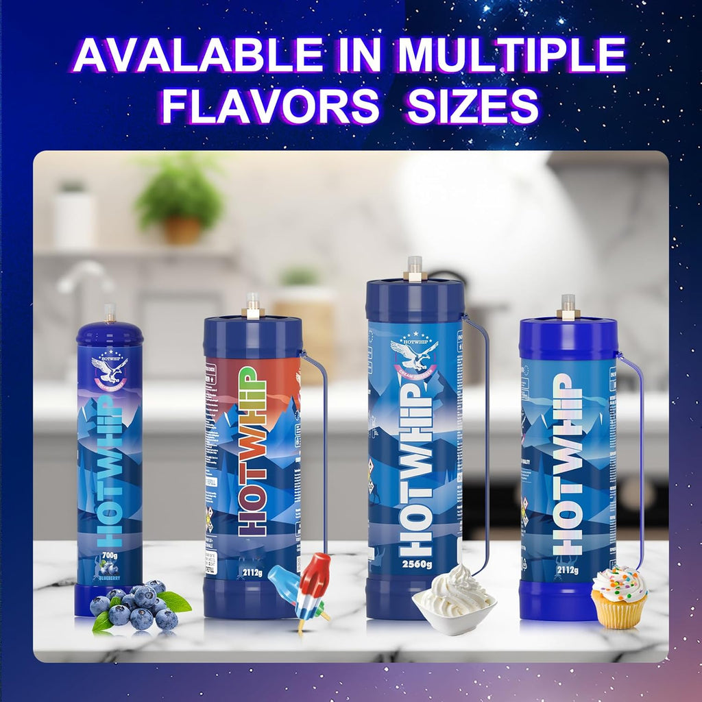 Cream Chargers 2x2112g 3.3L Bomb Pop Flavor 99.99% Purity Whip Cream Cartridge With Nozzle(2,2112g)