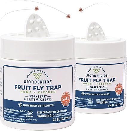 Wondercide - Fruit Fly Trap for Kitchen, Home, and Indoor Areas - Fruit Fly Killer - Pet and People Safe - Made in USA & Plant Based - 5.4 oz - 2 Pack
