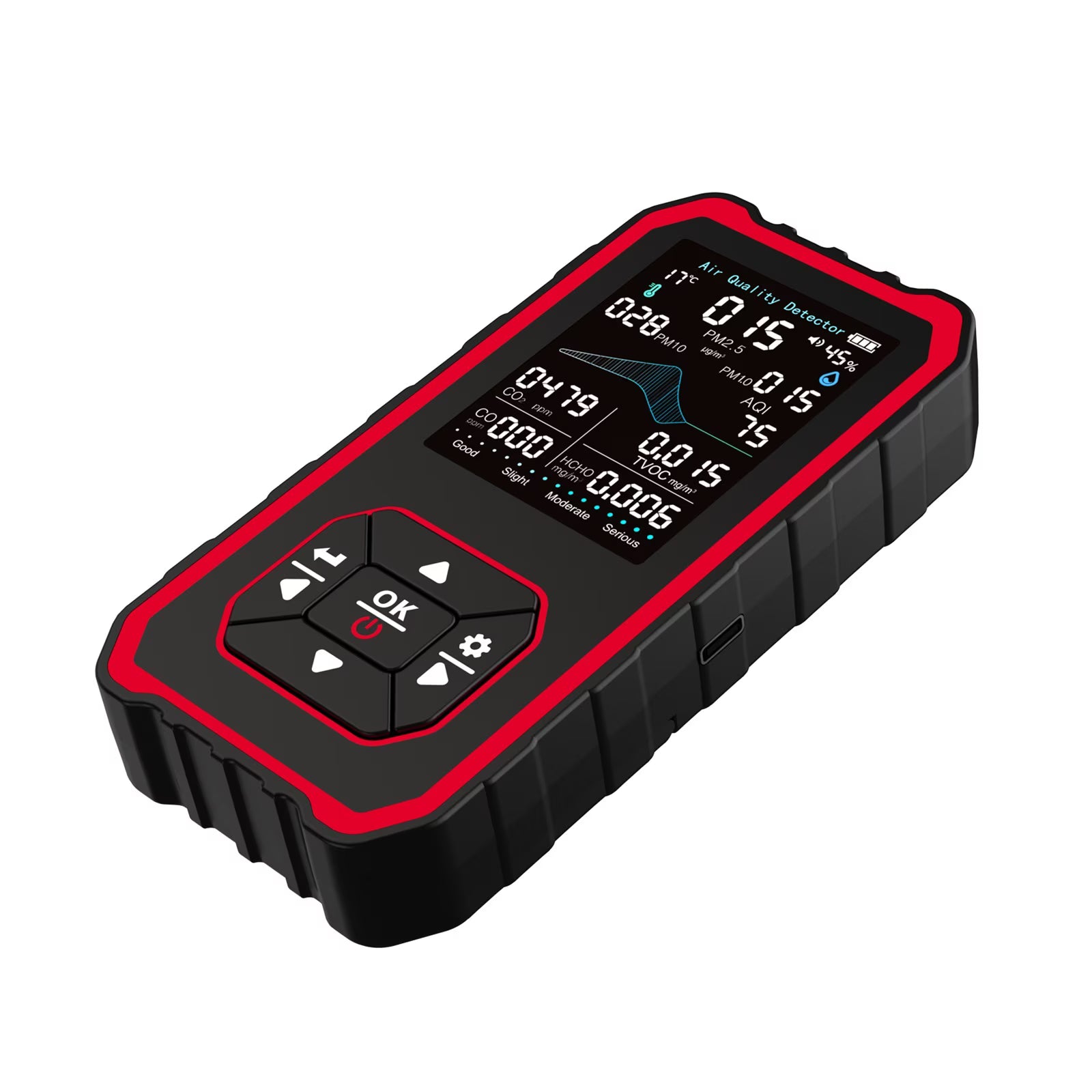 10-in-1 Indoor Air Analyzer with Stand Real-Time Test CO2 CO Pm2.5 Pm1.0 Pm10 Tvoc Hcho Temperature Humidity 2025 New