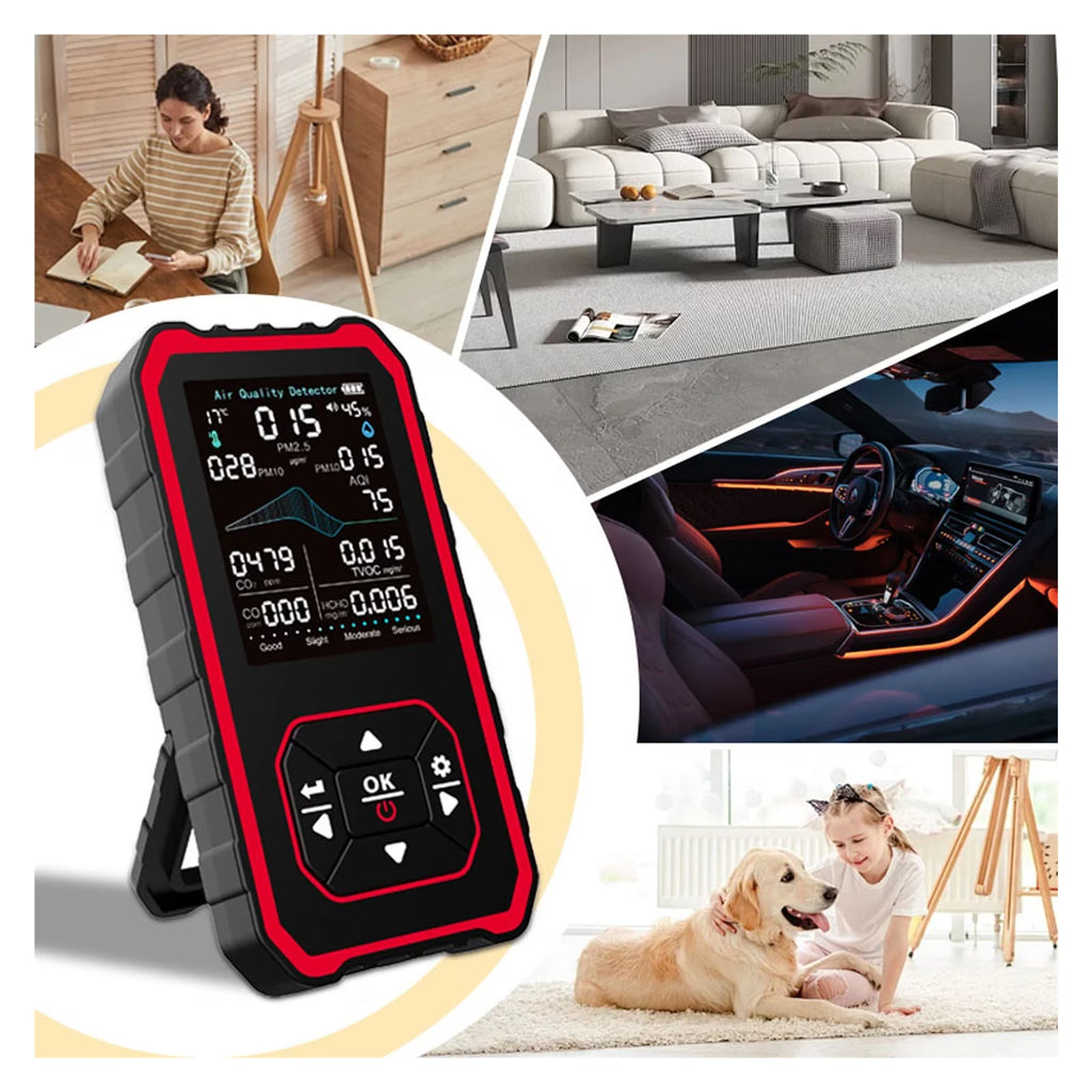 10-in-1 Indoor Air Analyzer with Stand Real-Time Test CO2 CO Pm2.5 Pm1.0 Pm10 Tvoc Hcho Temperature Humidity 2025 New